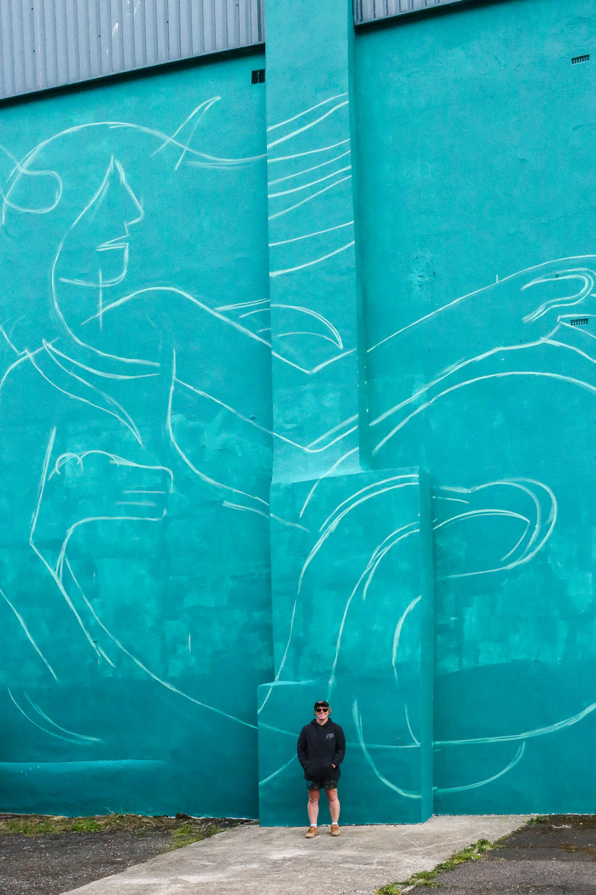 Oceanus - KMG's wall mural for Elevation 5 KMG beginning work on Oceanus. Photo by Wayne Bordoli