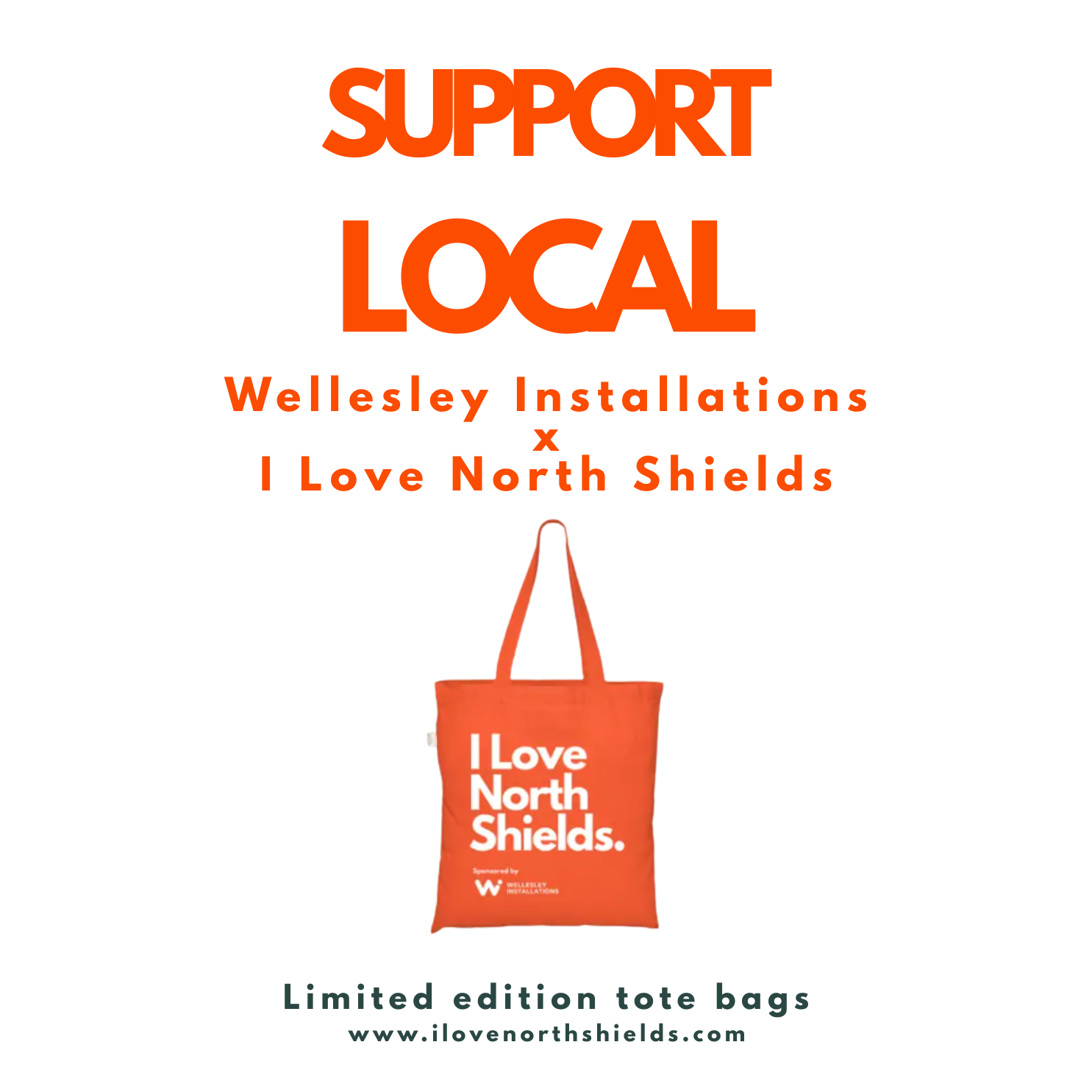 Limited Edition Orange Tote Bag – Wellesley Installations x I Love North Shields
