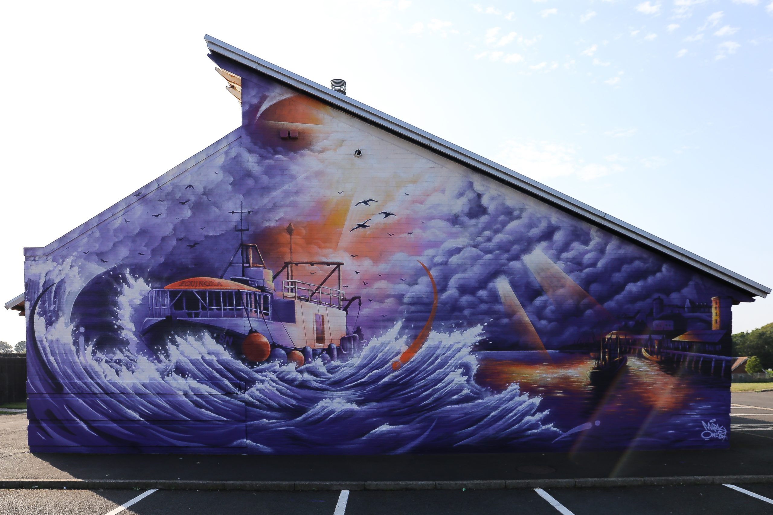 The Spirit of Shields - Mark One87’s wall mural for Elevation 1 The Spirit of Shields by Mark One87, North Shields Football Club. Photo by Wayne Bordoli
