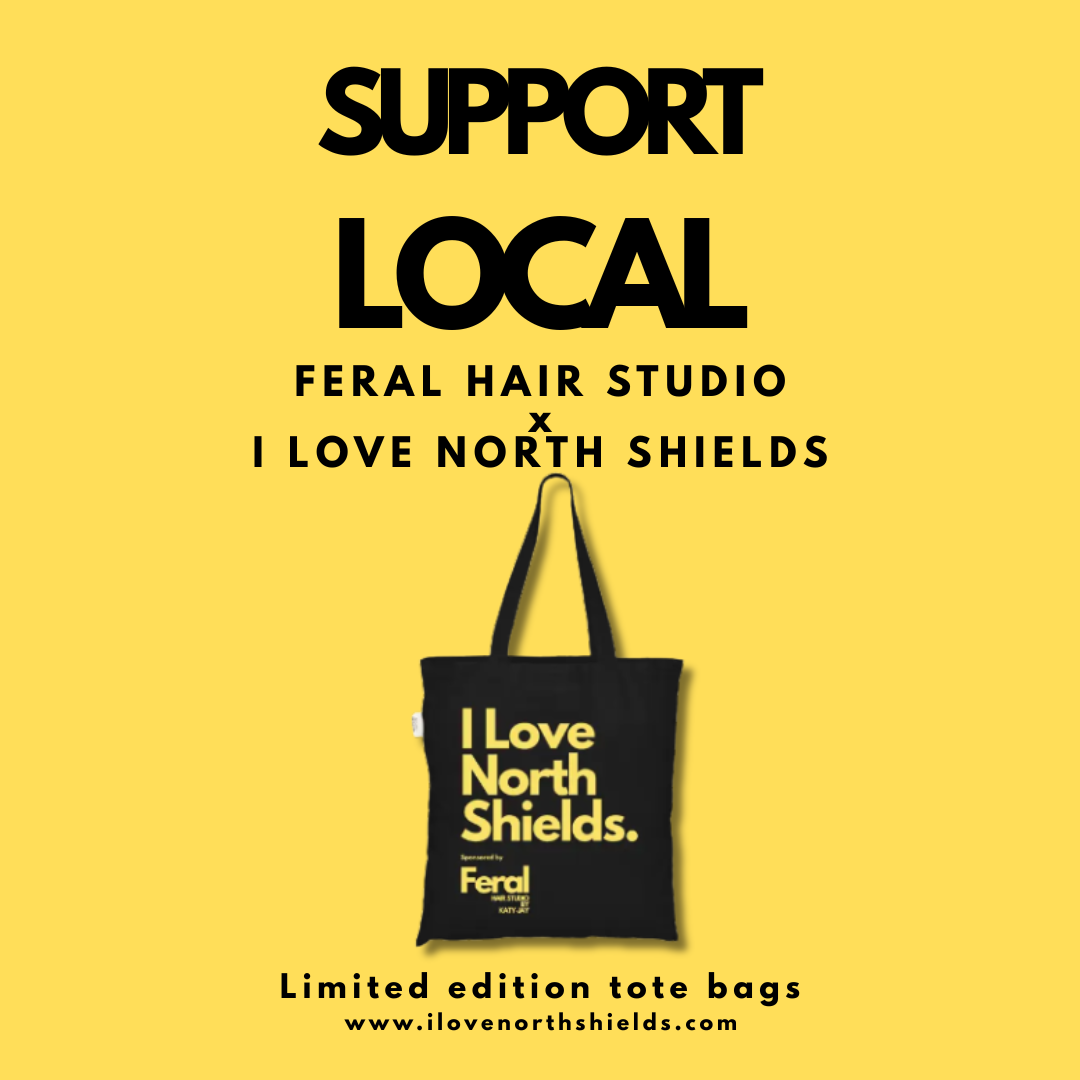 Feral Hair Studio Black Tote Bag – I Love North Shields (Limited Edition)