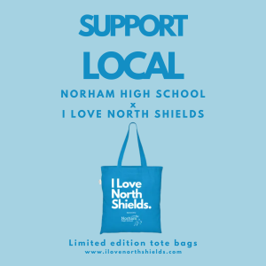 Norham High School Blue Tote Bag x I Love North Shields