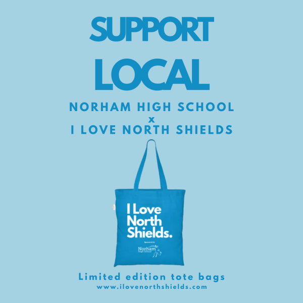 Norham High School Blue Tote Bag x I Love North Shields