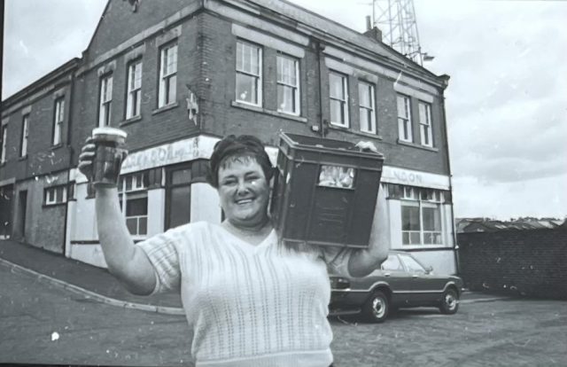 Eileen outside the New Clarendon on Appleby Street