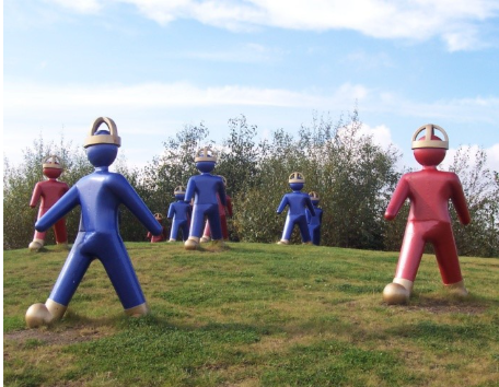 The Dudes sculpture by Permindar Kaur at Royal Quays, North Shields