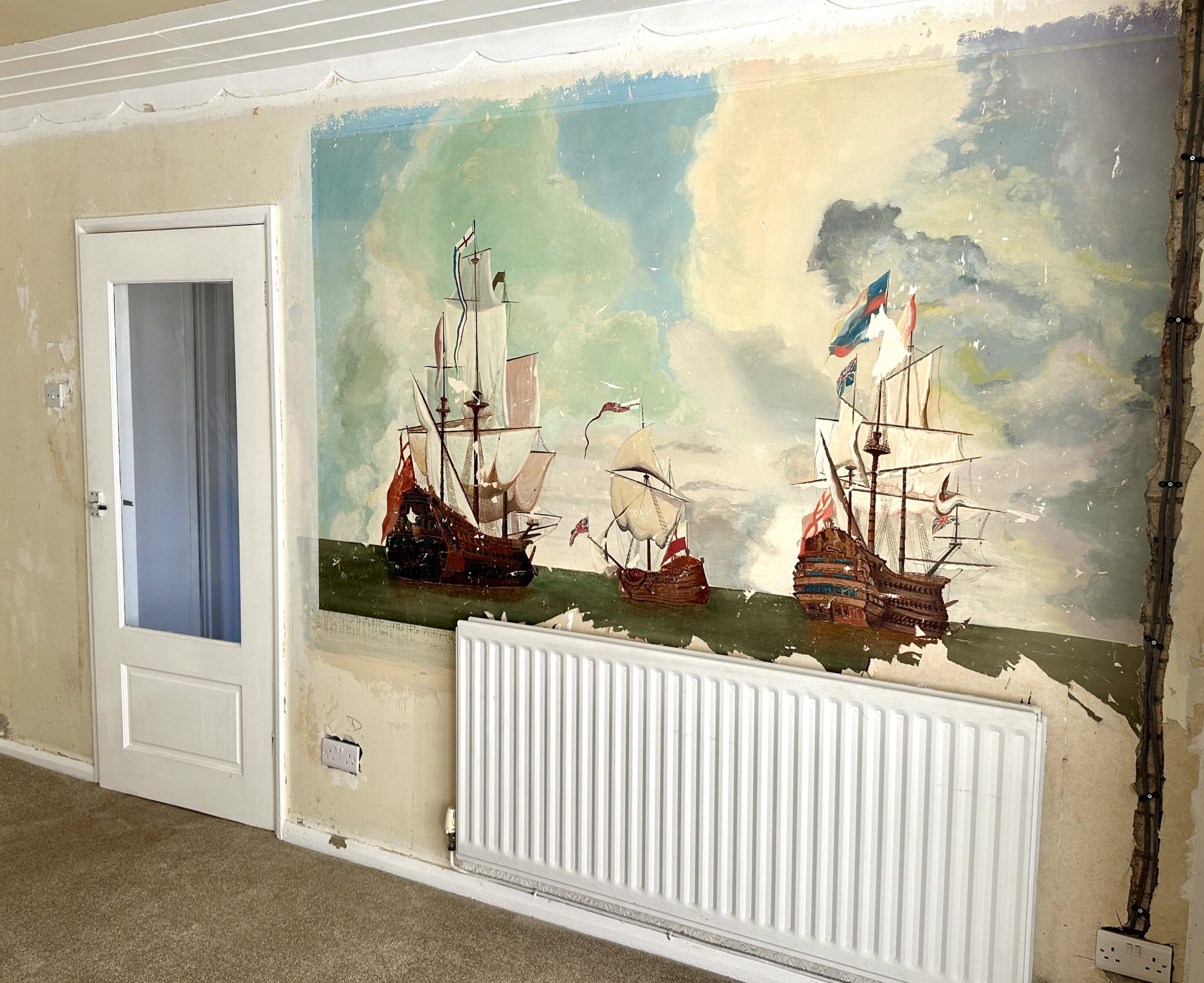 Hidden 1950s mural painted by Robert King inside a house in Marden, North Tyneside